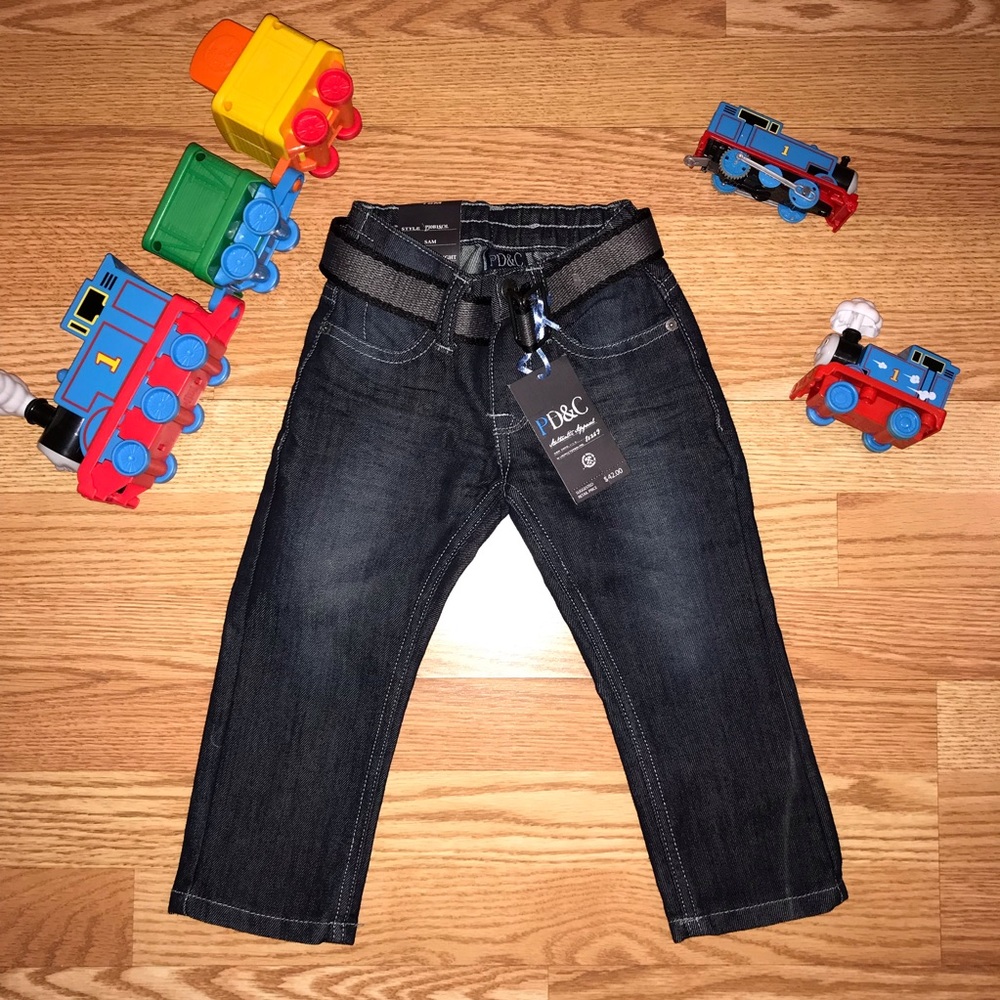 NWT Dark Blue Slim Straight Belted Jeans/ Sz. 18M
